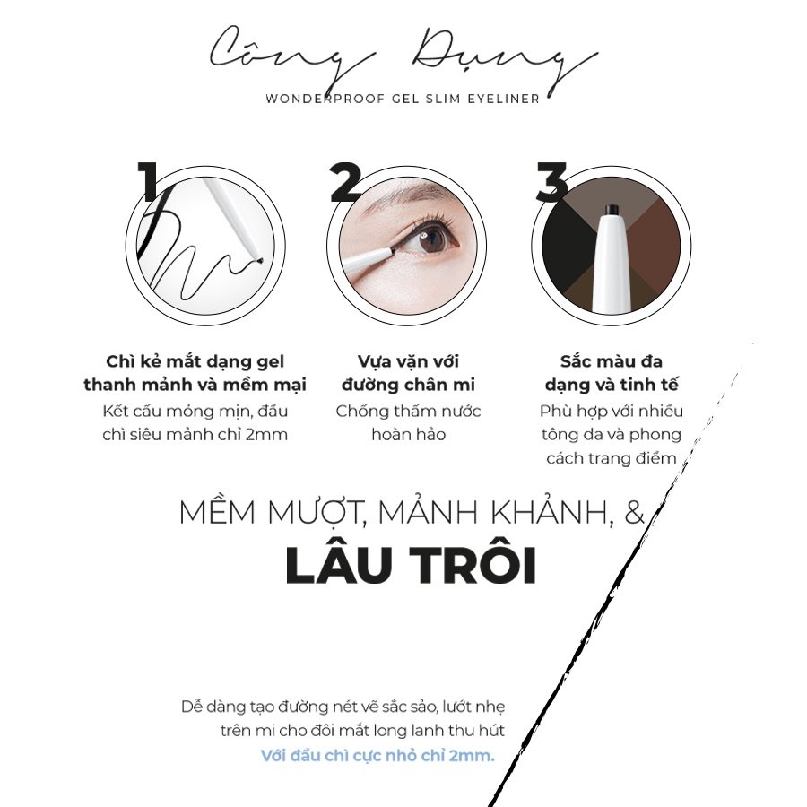 Chì Kẻ Mắt B.O.M Siêu Mảnh Lâu Trôi 03 Màu Nâu Đậm 0.1g