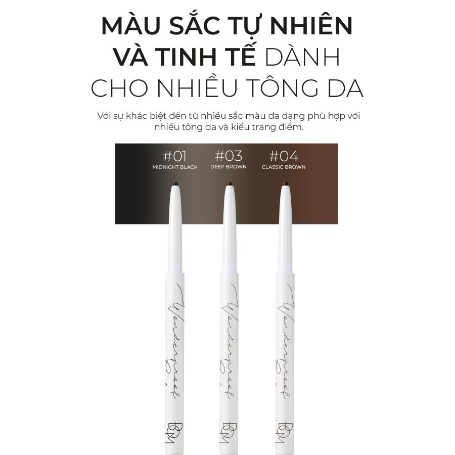 Chì Kẻ Mắt B.O.M Siêu Mảnh Lâu Trôi 03 Màu Nâu Đậm 0.1g