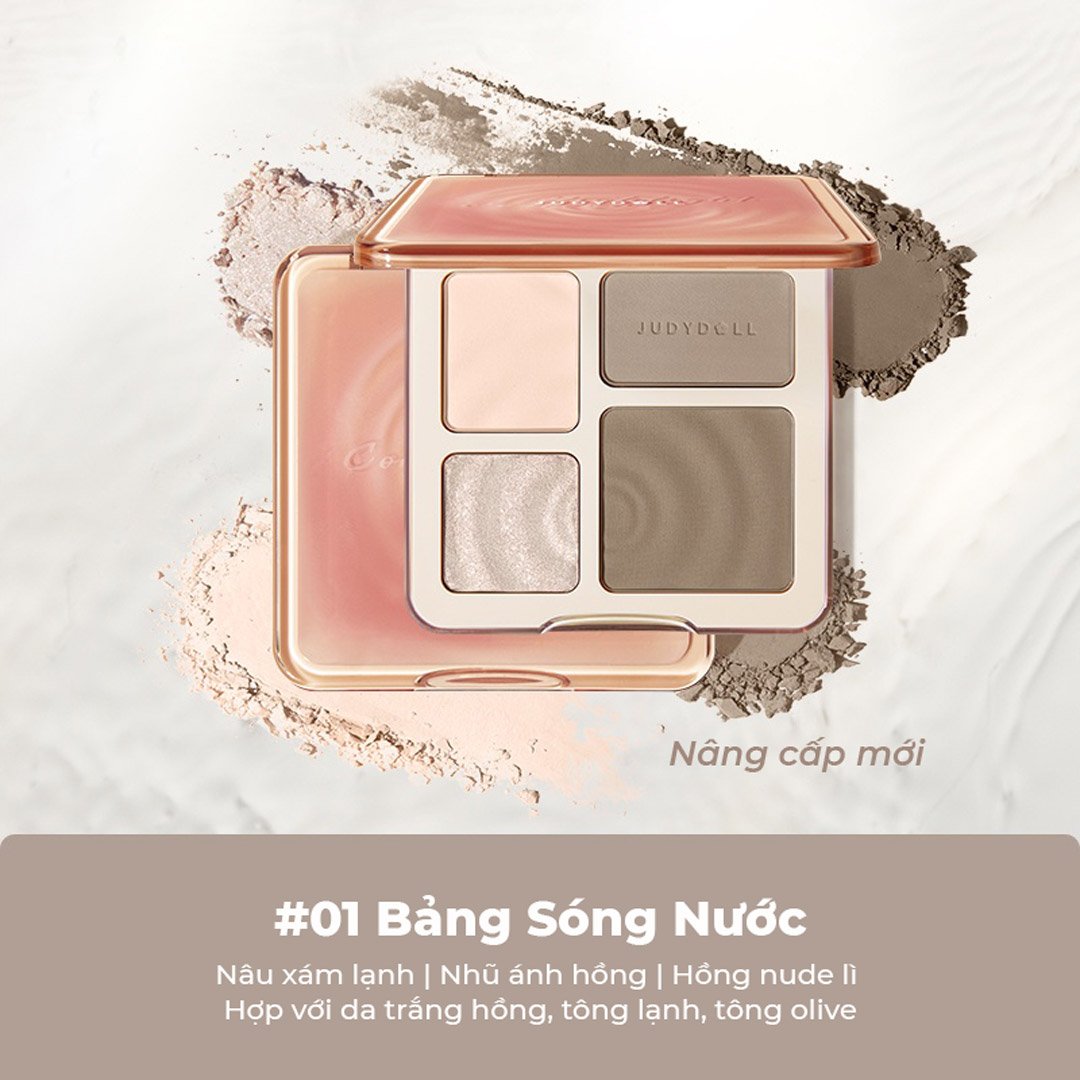 Combo Judydoll Bảng Highlight Và Tạo Khối 4 Màu - 01 Tông Lạnh 9g + Phấn Má Hồng & Bắt Sáng 4 Màu - 03 Tông Lạnh 9g
