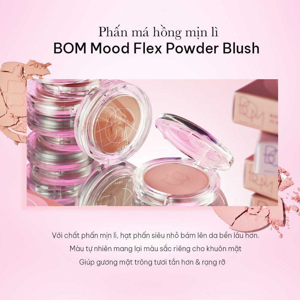 Phấn Má Hồng B.O.M Mịn Lì 01 Warm Pink - Hồng Phấn 4.5g