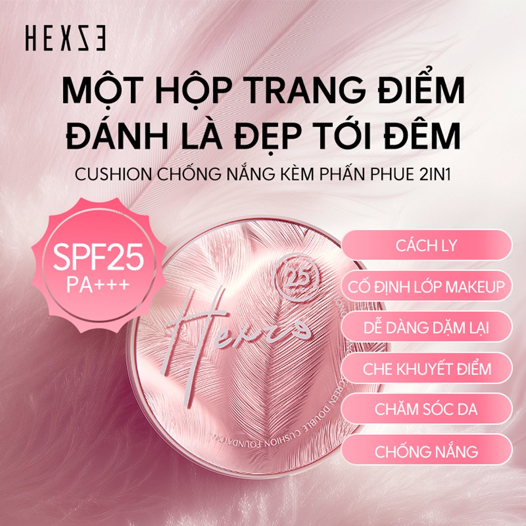Phấn Nước Hexze 2 Trong 1 Kèm Phấn Phủ - Tự Nhiên 13g+6.5g