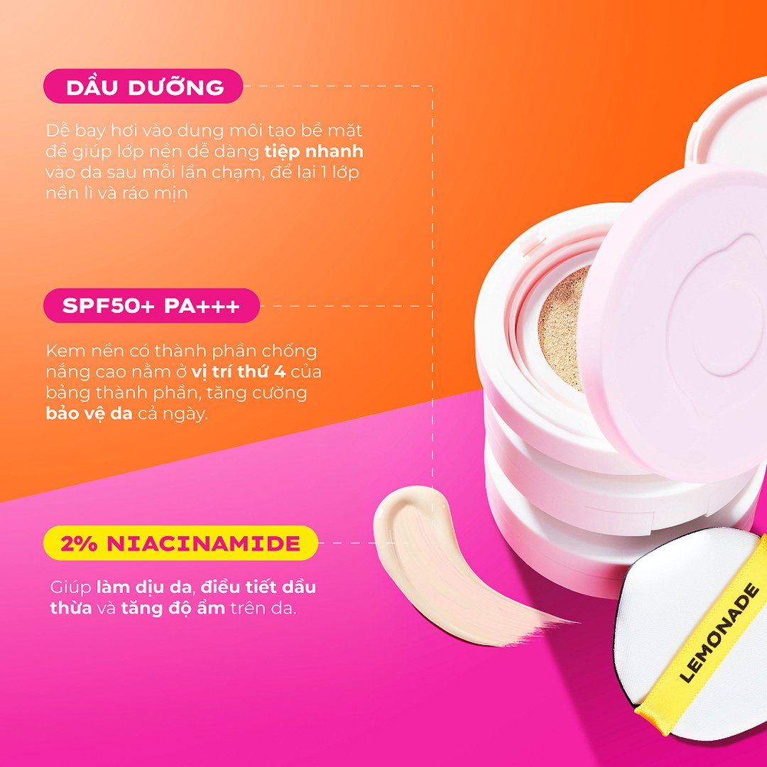 Phấn Nước Lemonade Kiềm Dầu A02 Tự Nhiên 15g (Vỏ Mới)