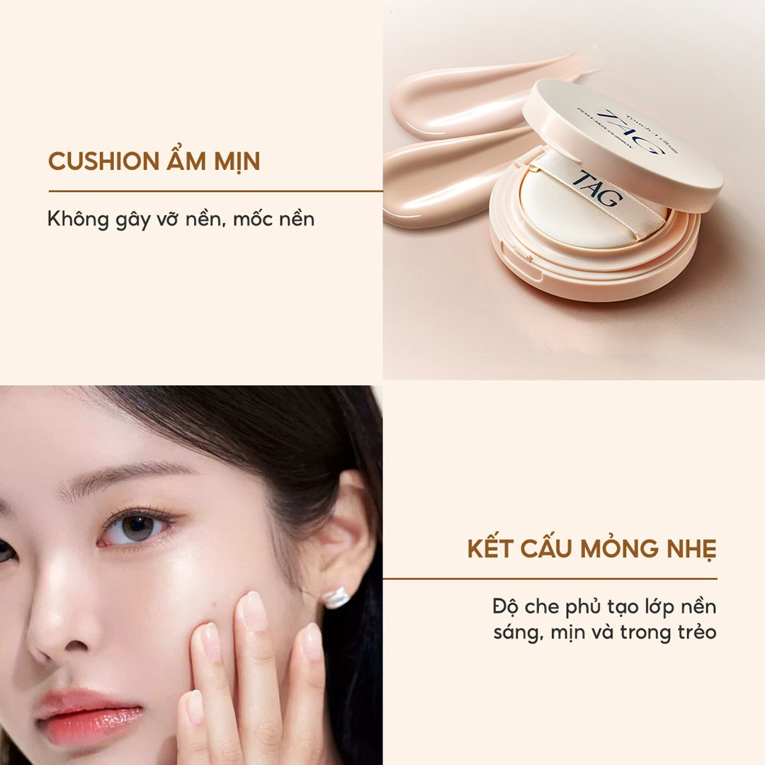Phấn Nước TAG Căng Bóng 01 Pale Light Da Sáng 15g