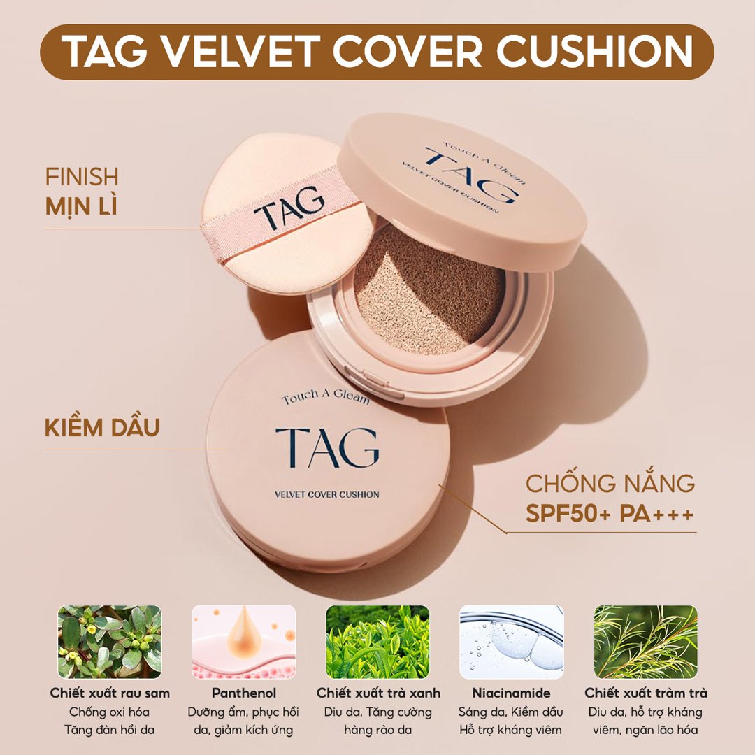 Phấn Nước TAG Kiềm Dầu 01 Pale Light Da Sáng 15g