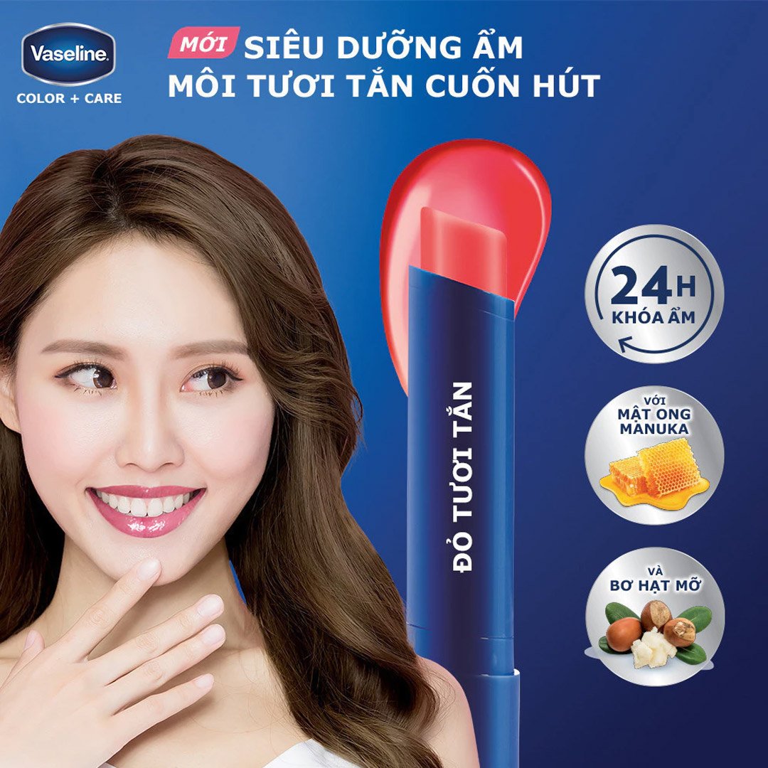 Son Dưỡng Có Màu Vaseline Đỏ Tươi Tắn 3g