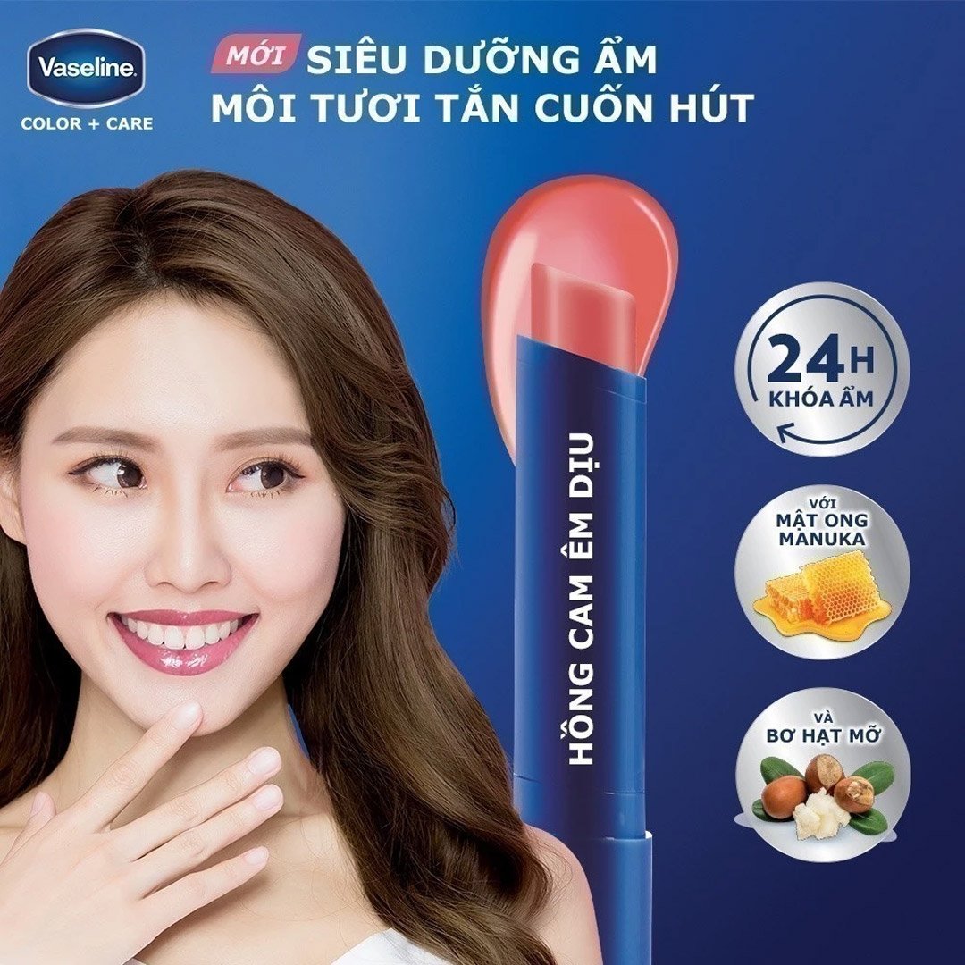 Son Dưỡng Có Màu Vaseline Hồng Cam Êm Dịu 3g