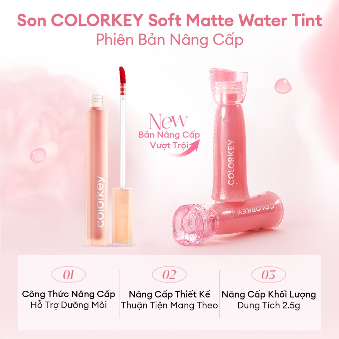 Son Tint Colorkey Watery R300 Đỏ Hồng Đất 2.5g
