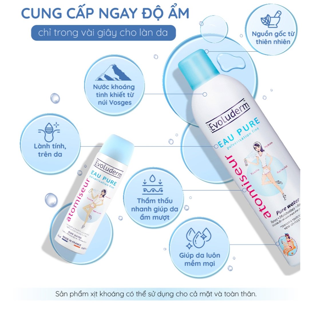 Xịt Khoáng Evoluderm Cấp Nước & Làm Dịu Da 400ml