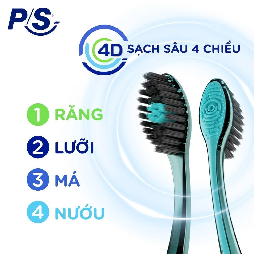 Bàn Chải Đánh Răng P/S 4D Kháng Khuẩn (2 Cây)