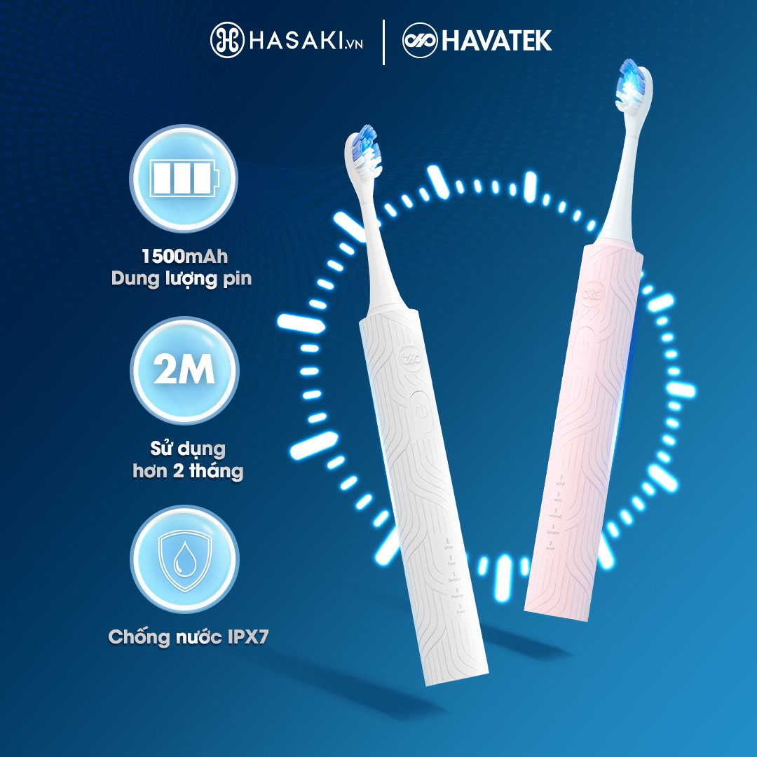 Bàn Chải Điện Havatek Giảm Chấn Nướu Màu Trắng
