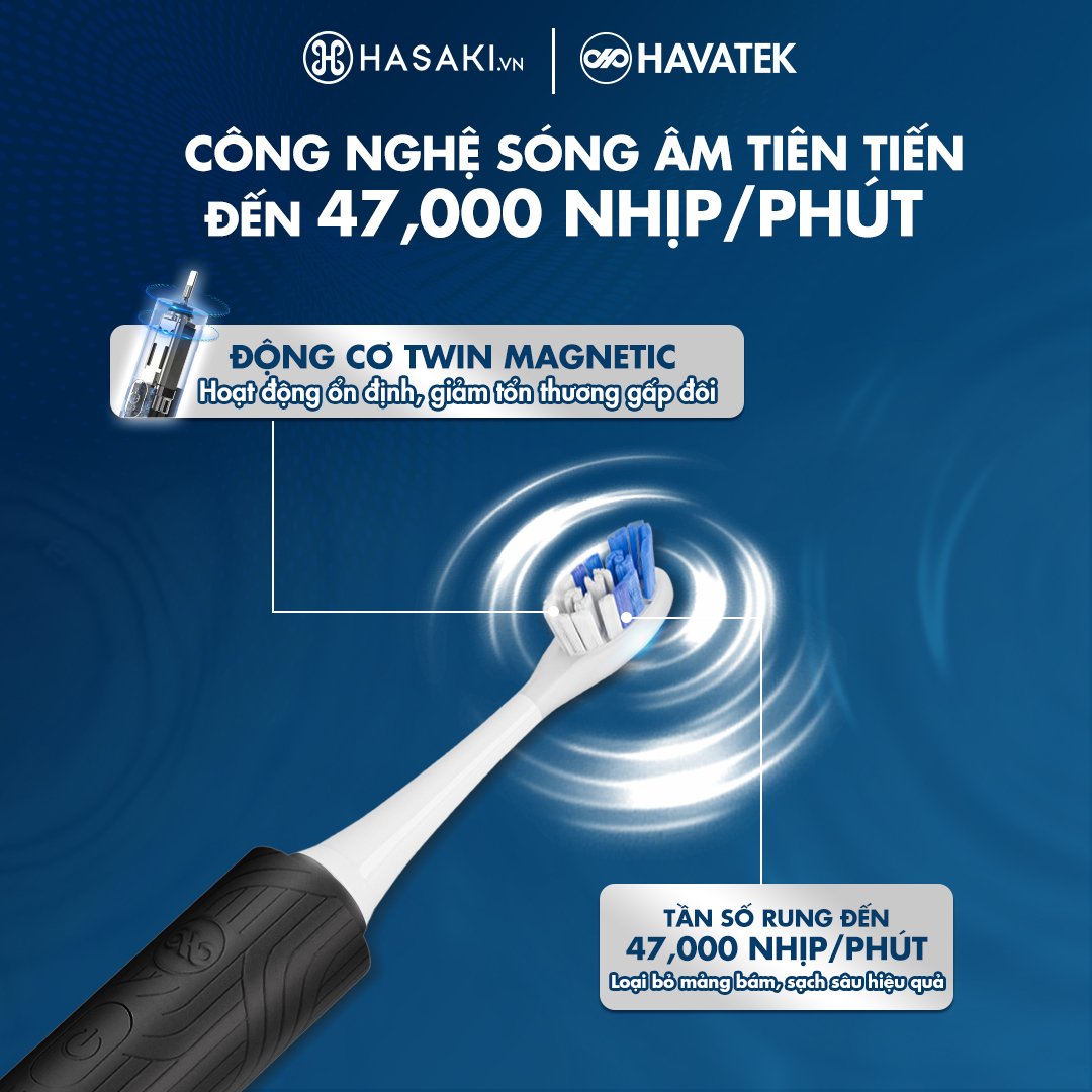 Bàn Chải Điện Havatek Giảm Chấn Nướu Màu Đen