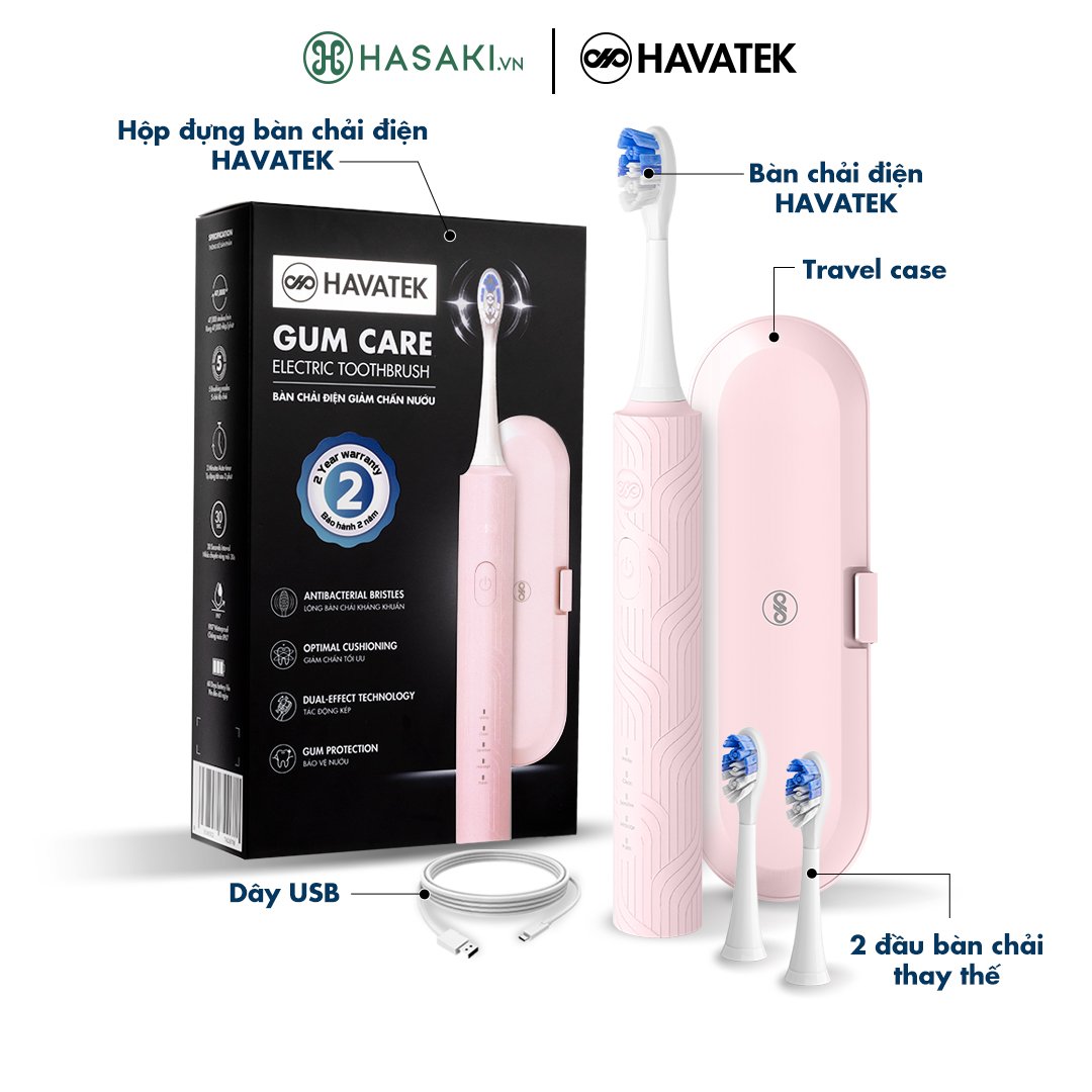 Bàn Chải Điện Havatek Giảm Chấn Nướu Màu Hồng