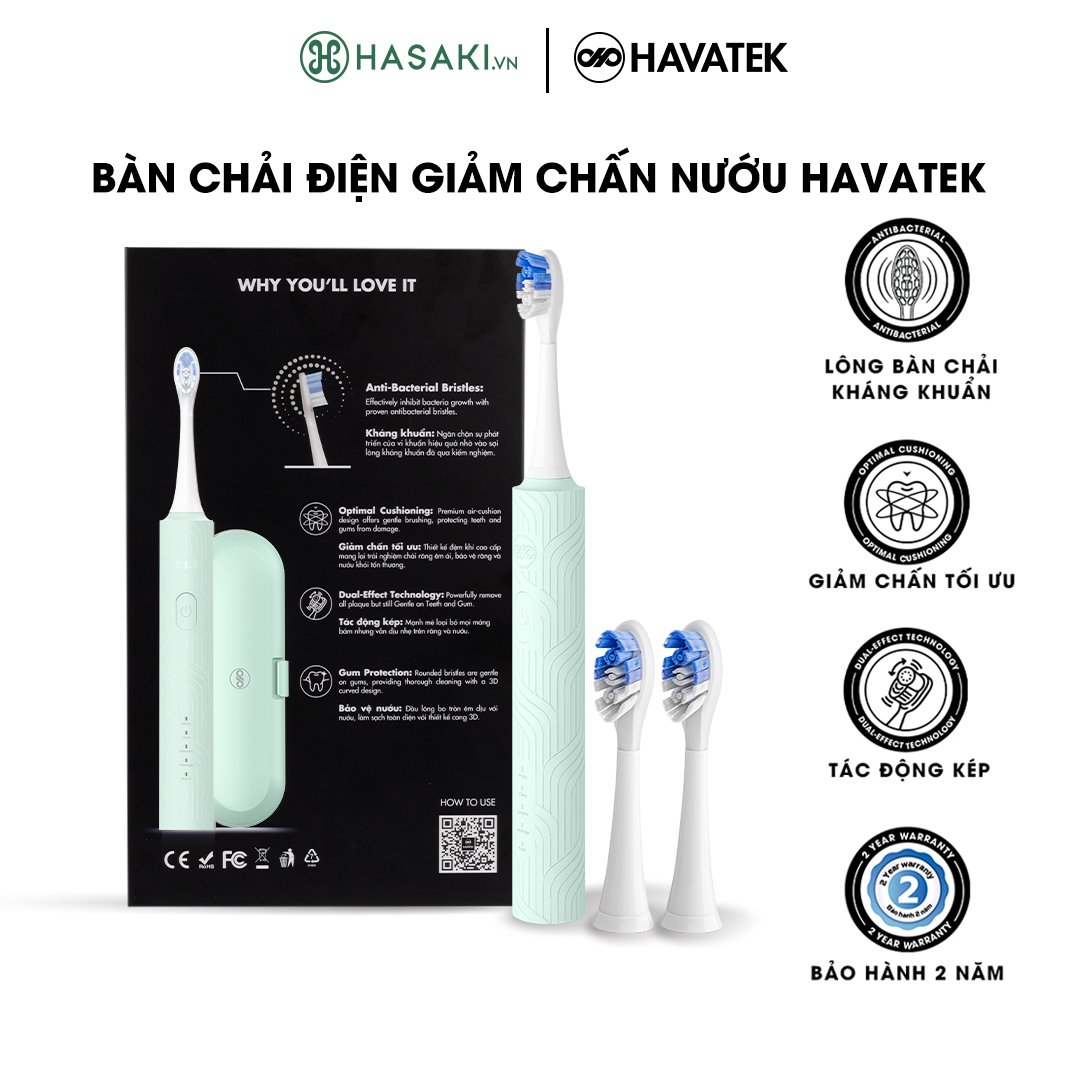 Bàn Chải Điện Havatek Giảm Chấn Nướu Màu Xanh Mint