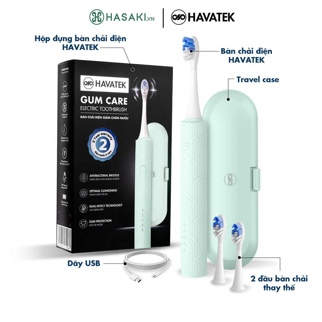 Bàn Chải Điện Havatek Giảm Chấn Nướu Màu Xanh Mint