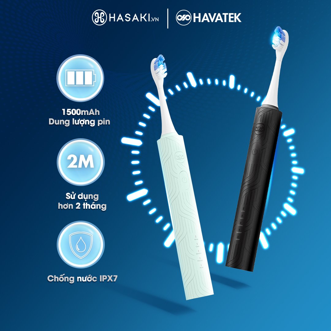 Bàn Chải Điện Havatek Giảm Chấn Nướu Màu Xanh Mint