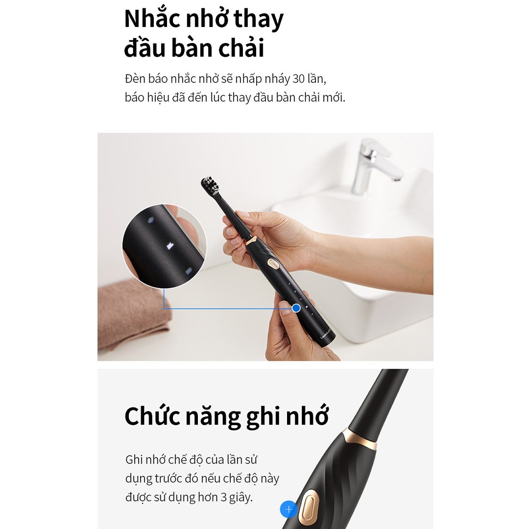 Bàn Chải Điện LocknLock 5 Chế Độ Màu Đen