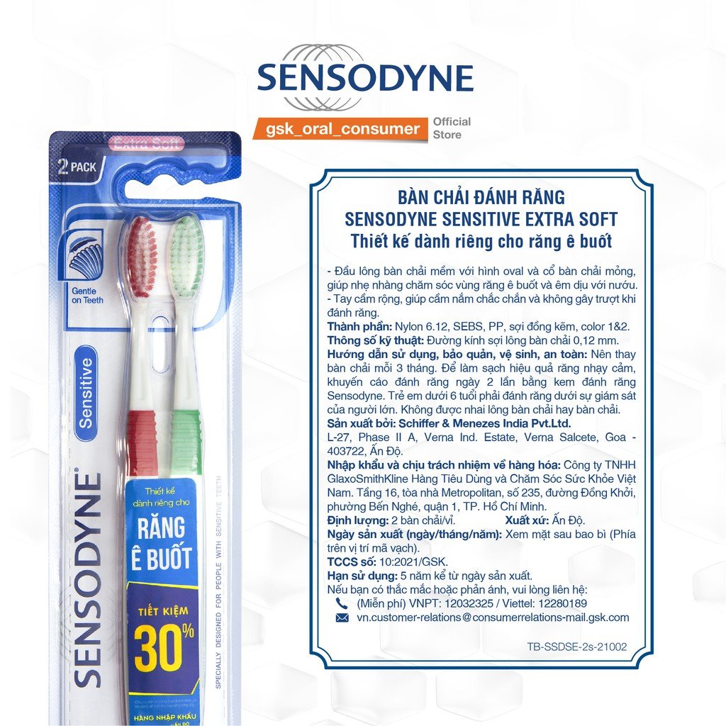 Bộ 2 Bàn Chải Đánh Răng Sensodyne Dành Cho Răng Ê Buốt