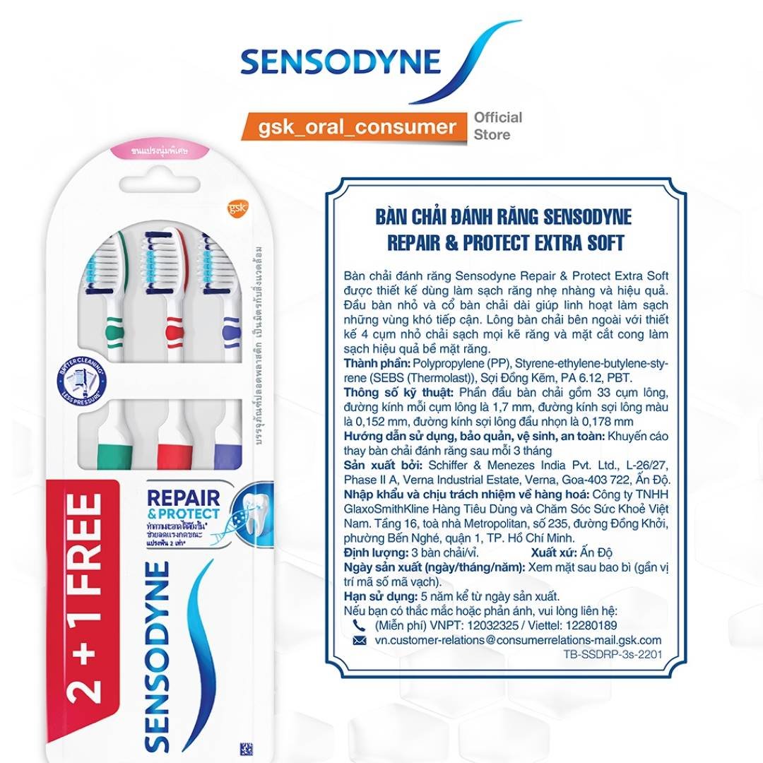 Bộ 3 Bàn Chải Đánh Răng Sensodyne Chăm Sóc Răng Ê Buốt