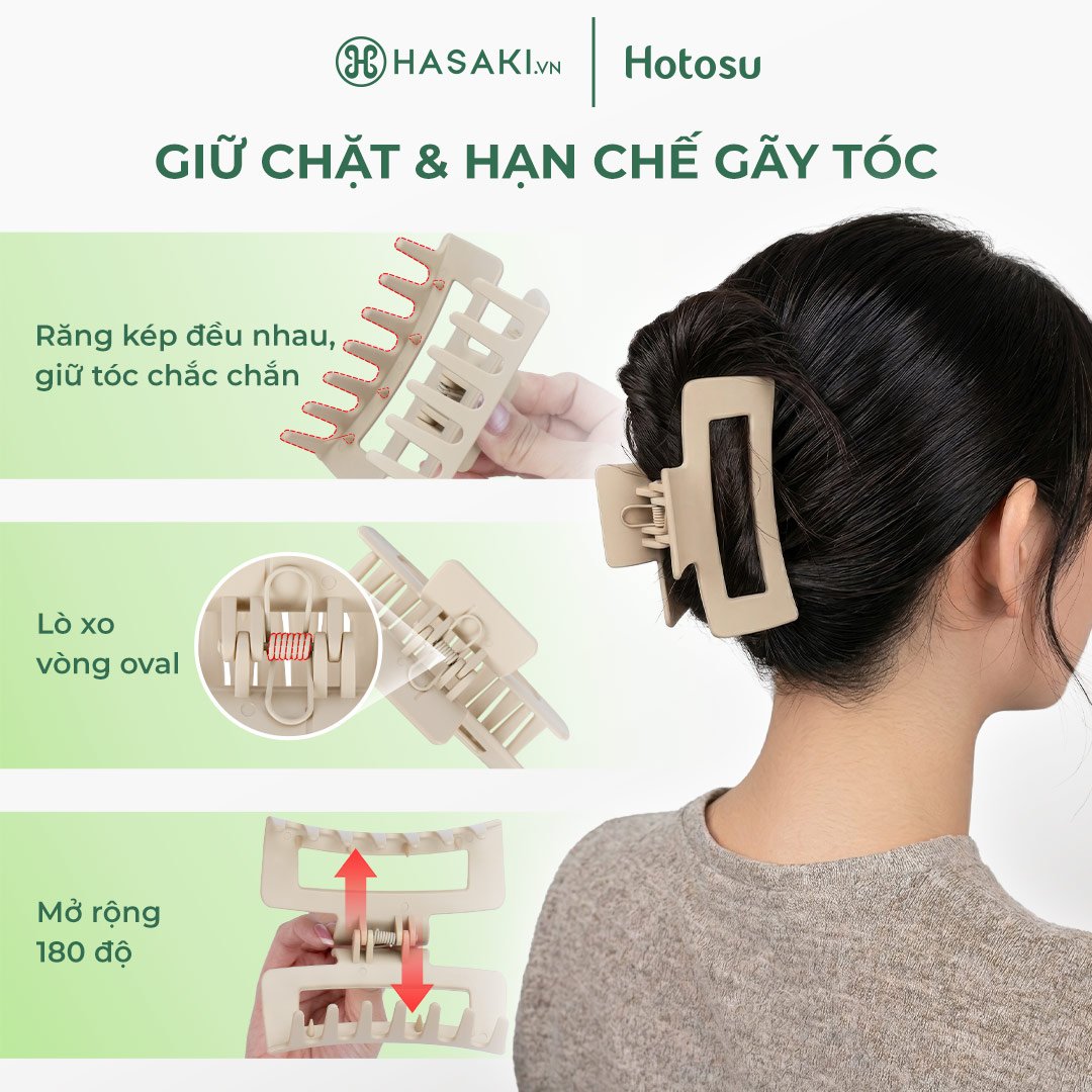 Bộ 3 Lược Gắp Tóc Hotosu Cao Cấp Màu Be