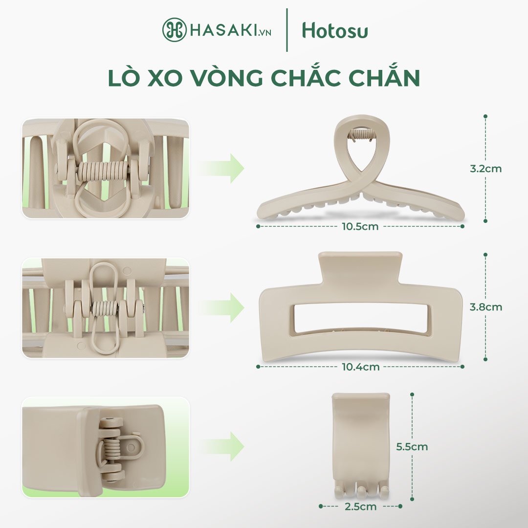 Bộ 3 Lược Gắp Tóc Hotosu Cao Cấp Màu Nâu