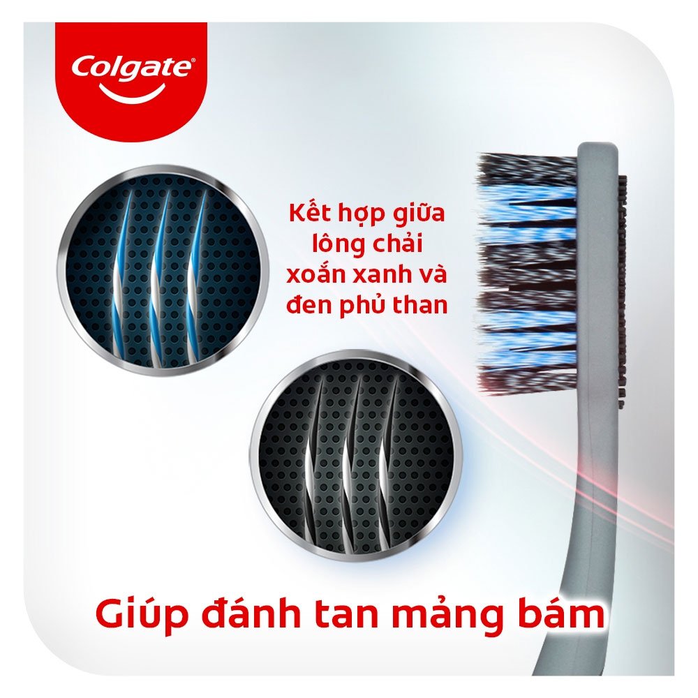 Bộ 2 Bàn Chải Đánh Răng Colgate Lông Chải Xoắn Kép Phủ Than