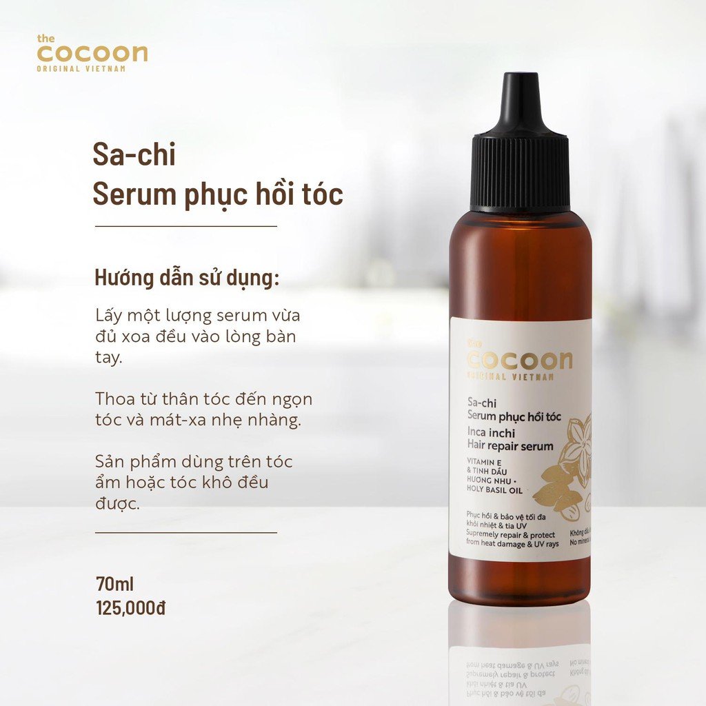 Combo Cocoon Serum Dưỡng Tóc 70ml + Nước Dưỡng Tóc 140ml Sa-Chi Cấp Ẩm, Hỗ Trợ Phục Hồi Hư Tổn