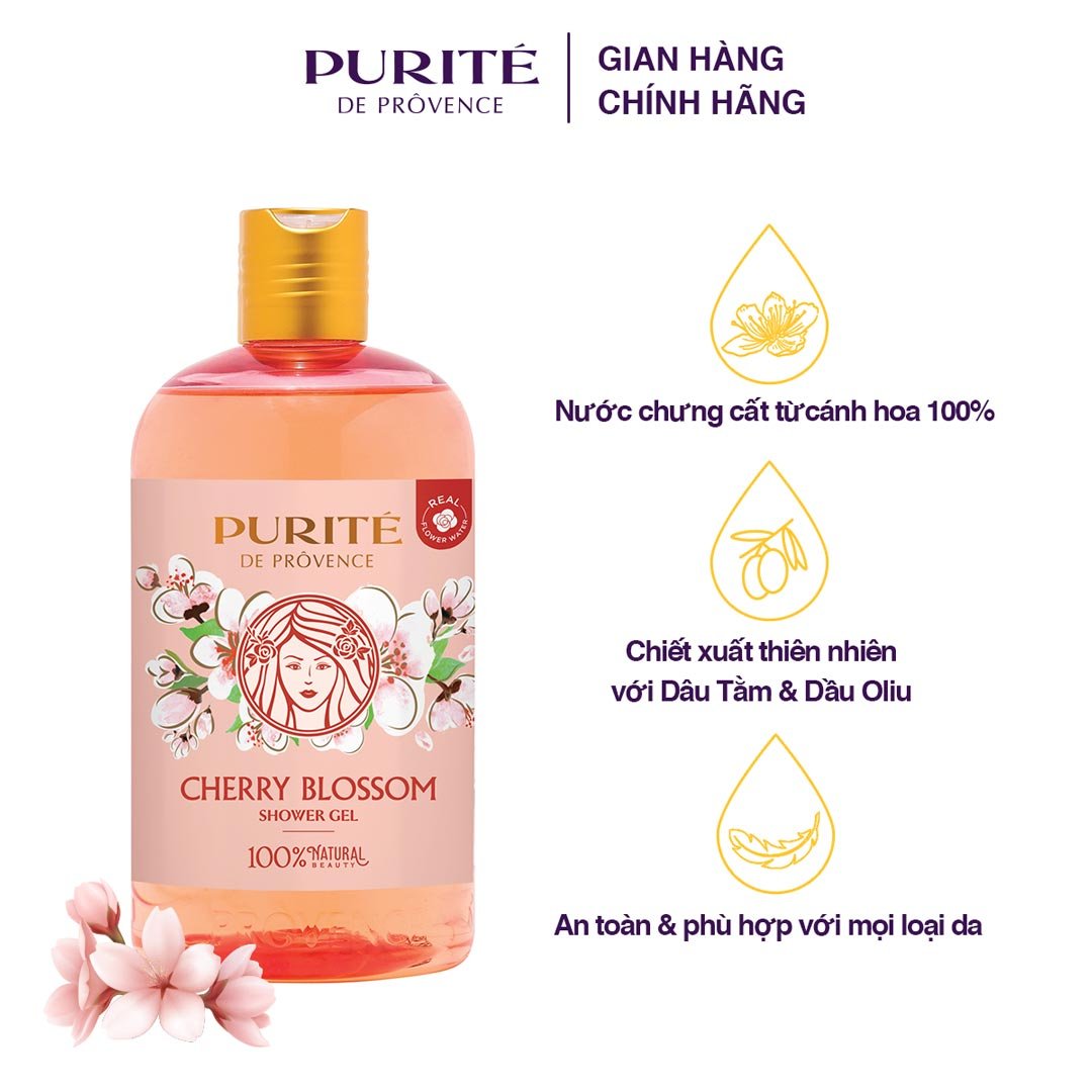 Combo Sữa Tắm Purité Sáng Mịn Da Hương Hoa Anh Đào 1100ml+500ml