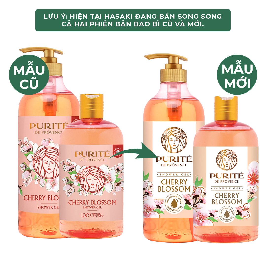 Combo Sữa Tắm Purité Sáng Mịn Da Hương Hoa Anh Đào 1100ml+500ml