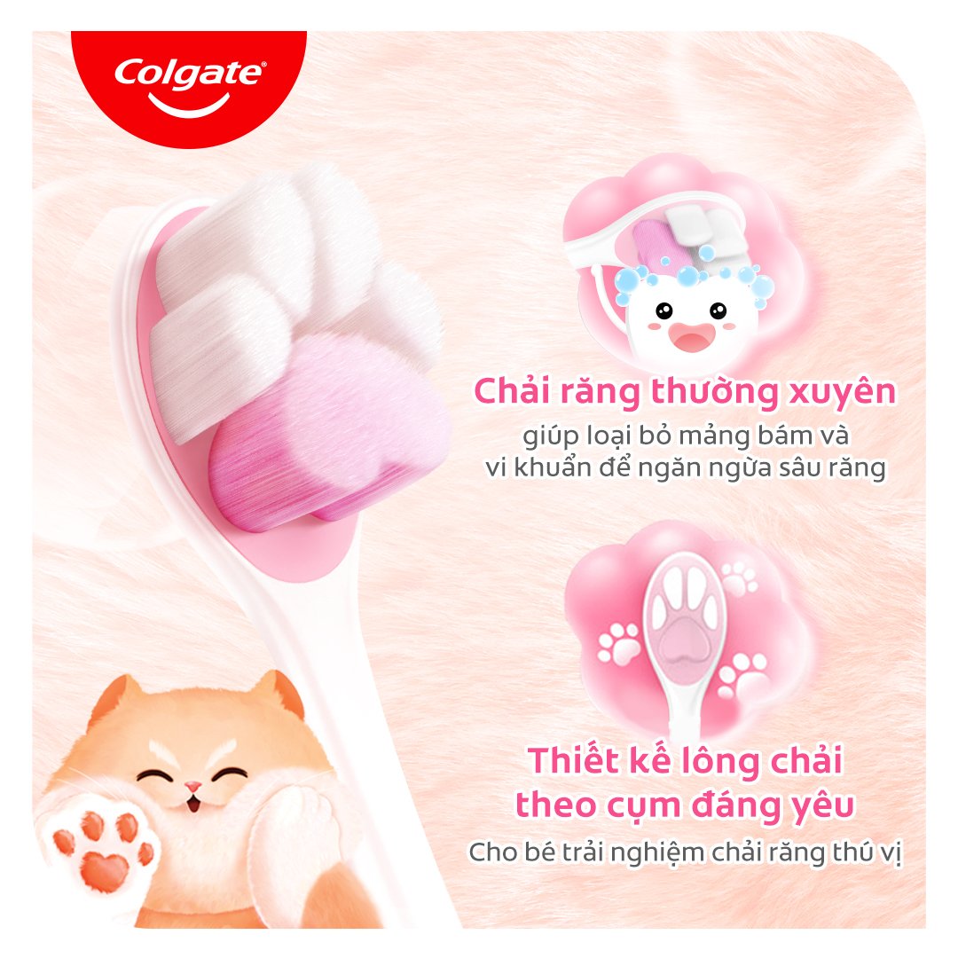Bàn Chải Đánh Răng Colgate Fluffy Paw Cho Bé 5+ Tuổi (Màu Ngẫu Nhiên)