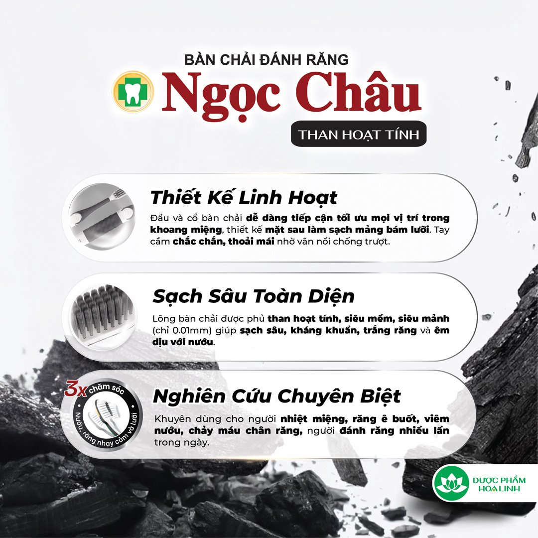 Bàn Chải Đánh Răng Ngọc Châu Than Hoạt Tính (1 Cây)