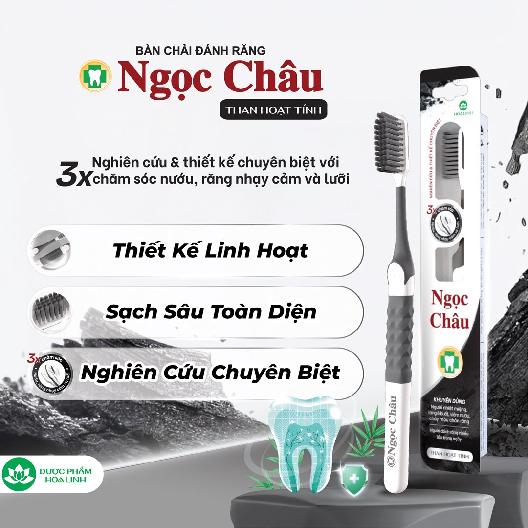 Bàn Chải Đánh Răng Ngọc Châu Than Hoạt Tính (1 Cây)