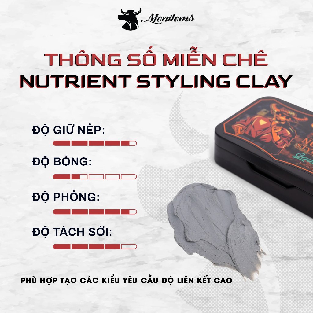 Combo Menitems Sáp Tạo Kiểu Clay - Gentle Blue 50g + Xịt Tạo Phồng Bảo Vệ Nhiệt Cho Tóc 100ml