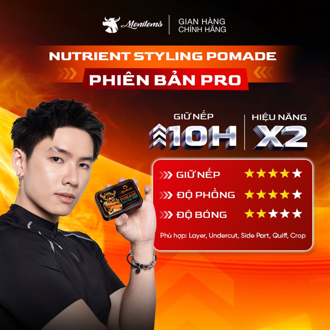 Combo Menitems Sáp Tạo Kiểu Pomade Pro - Perfect Night 50g + Xịt Tạo Phồng Bảo Vệ Nhiệt Cho Tóc 100ml