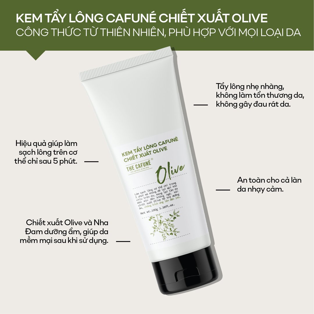 Kem Tẩy Lông The Cafuné Chiết Xuất Olive 100ml
