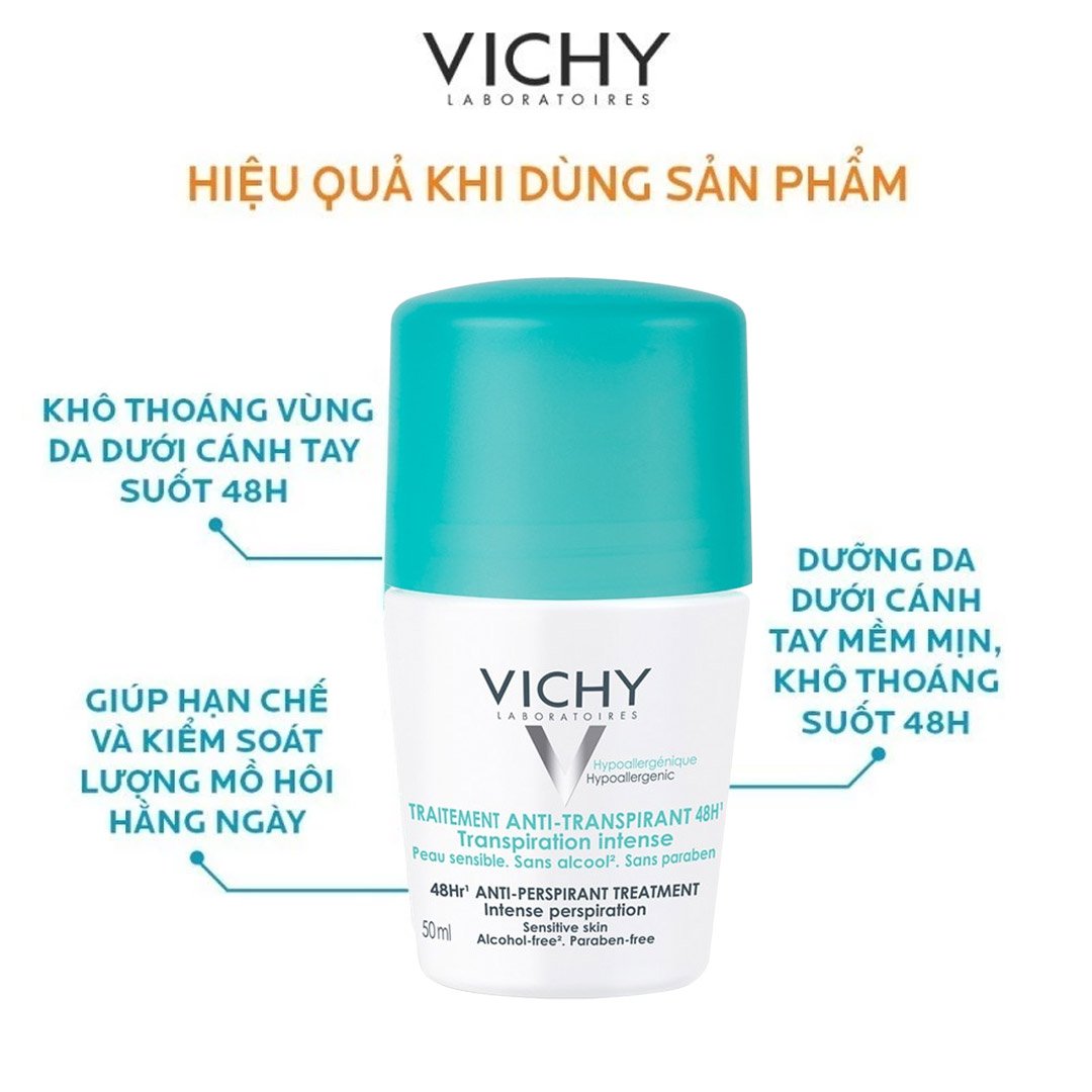 Lăn Khử Mùi Vichy Khô Thoáng Vùng Da Dưới Cánh Tay 48H 50ml