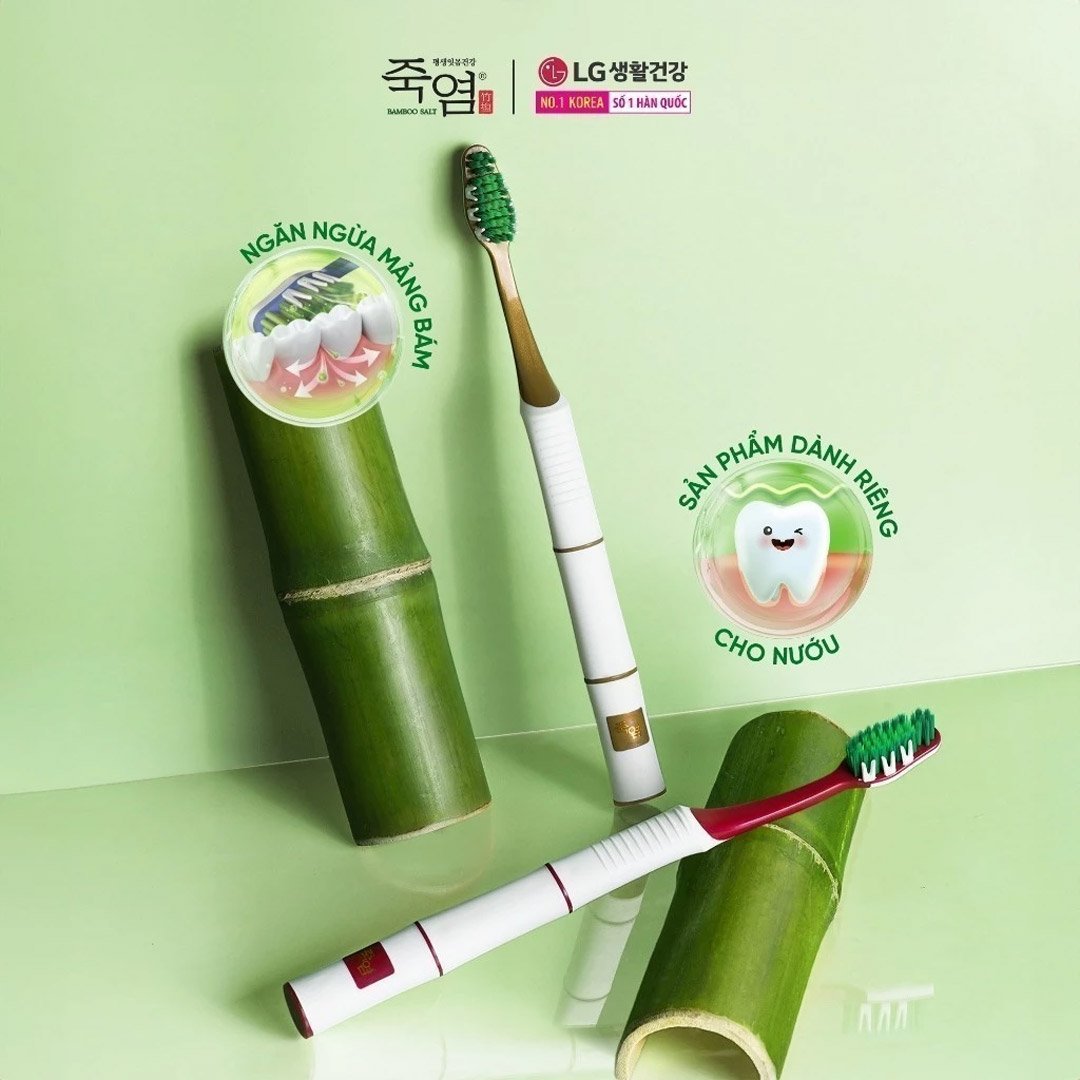 Bộ 3 Bàn Chải Đánh Răng Bamboo Salt Muối Tre Chăm Sóc Nướu