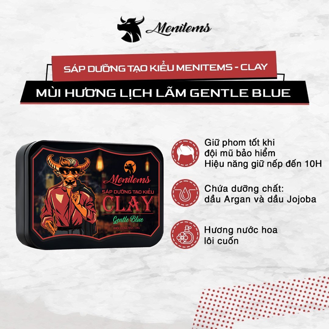 Sáp Tạo Kiểu Menitems Clay - Gentle Blue 100g
