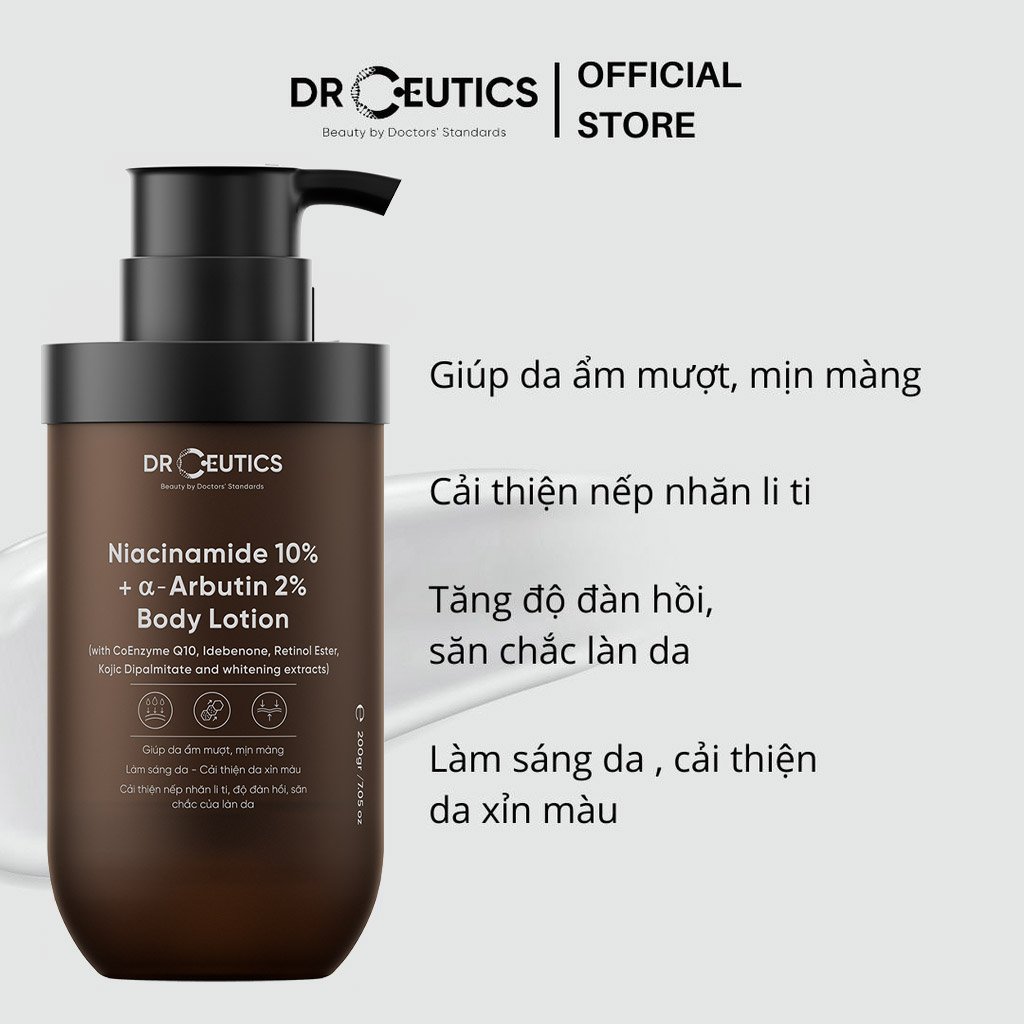 Sữa Dưỡng Thể DrCeutics 10% Niacinamide Hỗ Trợ Sáng Da 200g