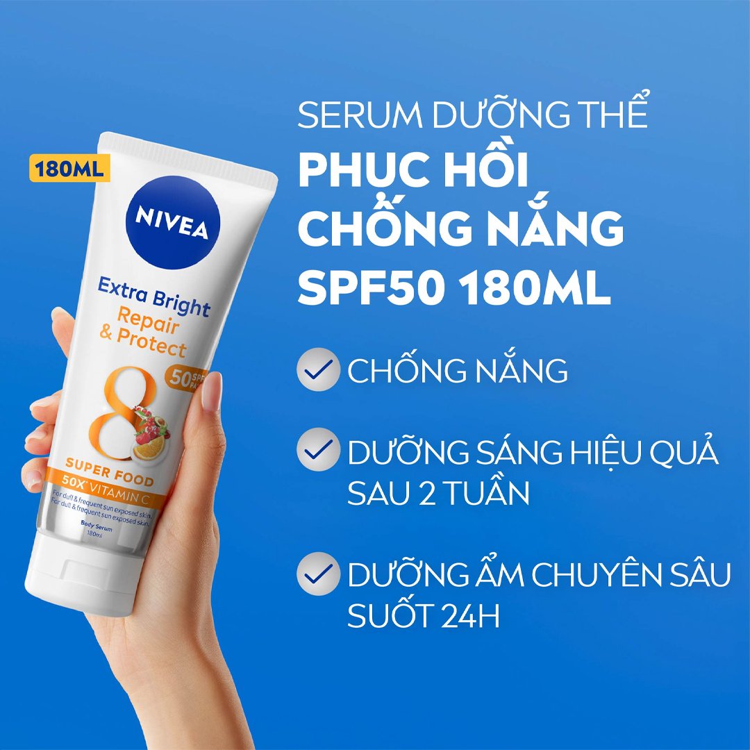 Serum Dưỡng Thể Nivea Giúp Phục Hồi & Chống Nắng 180ml