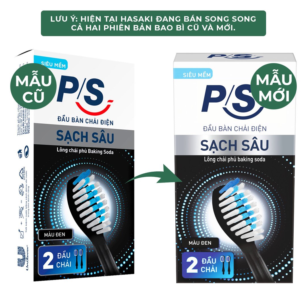 Bộ 2 Đầu Bàn Chải Điện P/S S100 Pro Sạch Sâu Mảng Bám Màu Đen