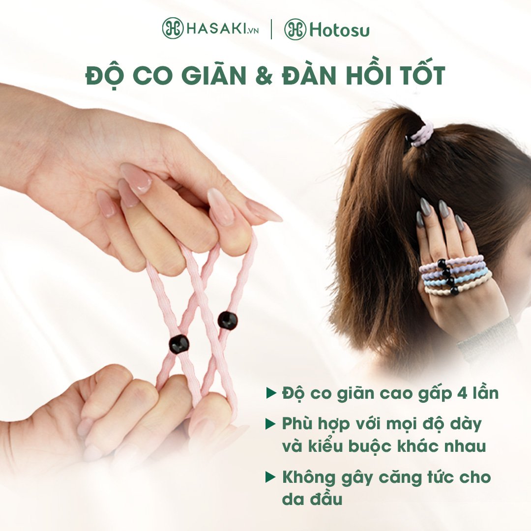 Dây Buộc Tóc Hotosu Gợn Sóng Cao Cấp Màu Đen (5 Cái)