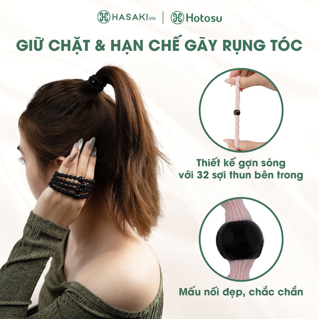 Dây Buộc Tóc Hotosu Gợn Sóng Cao Cấp Màu Pastel Cầu Vồng (5 Cái)