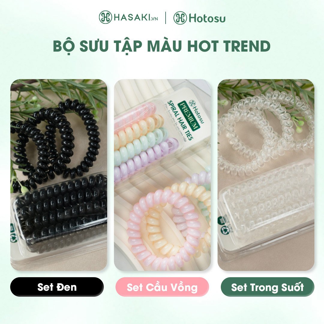 Dây Buộc Tóc Hotosu Lò Xo Cao Cấp Màu Cầu Vồng (4 Cái)