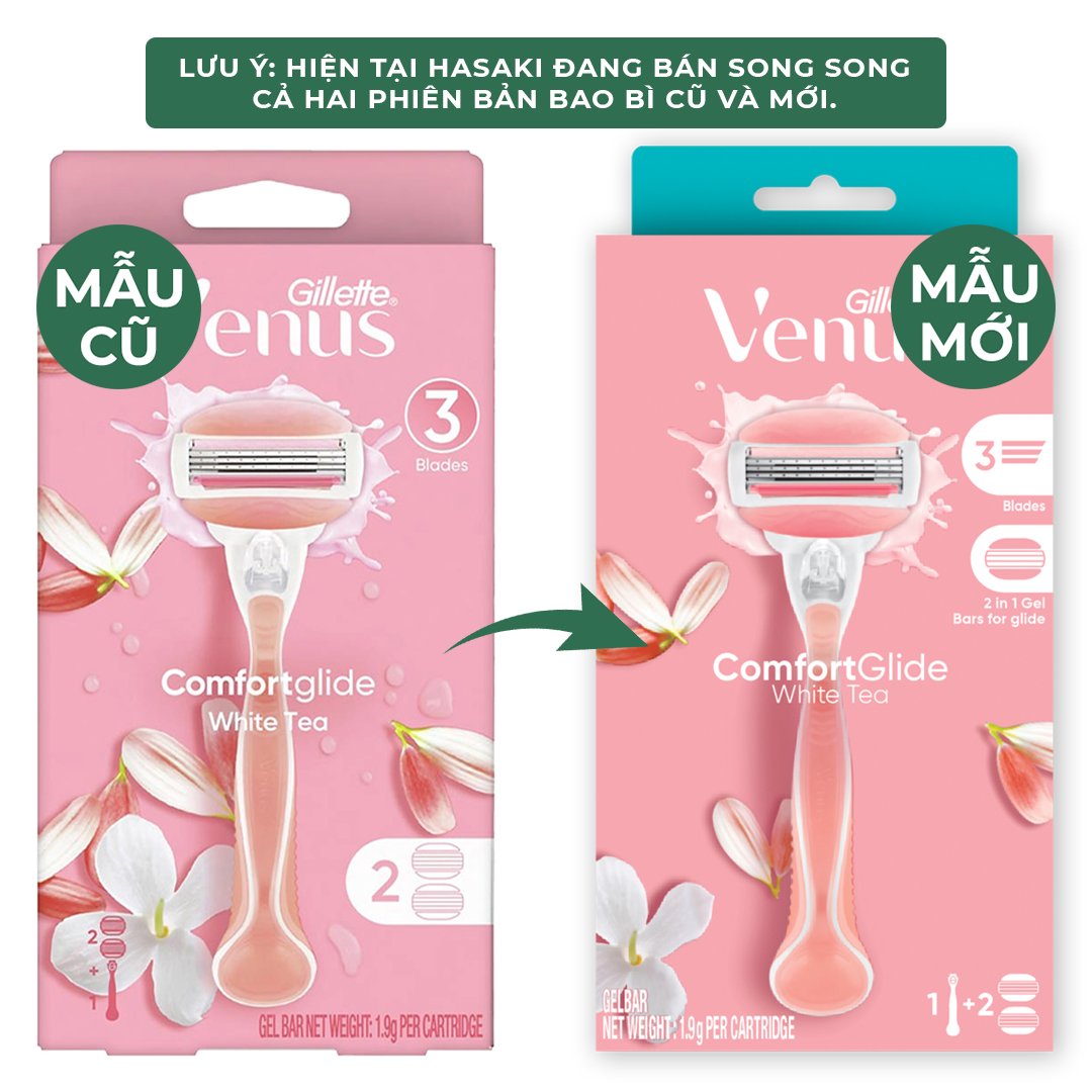 Dao Cạo Nữ Gillette Venus Hoa Trà Trắng (1 Cán + 2 Lưỡi)
