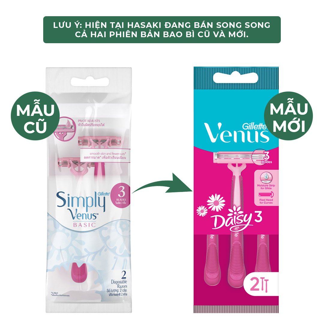 Dao Cạo Nữ Gillette Simply Venus Basic 3 Lưỡi (Vỉ 2 Cây)