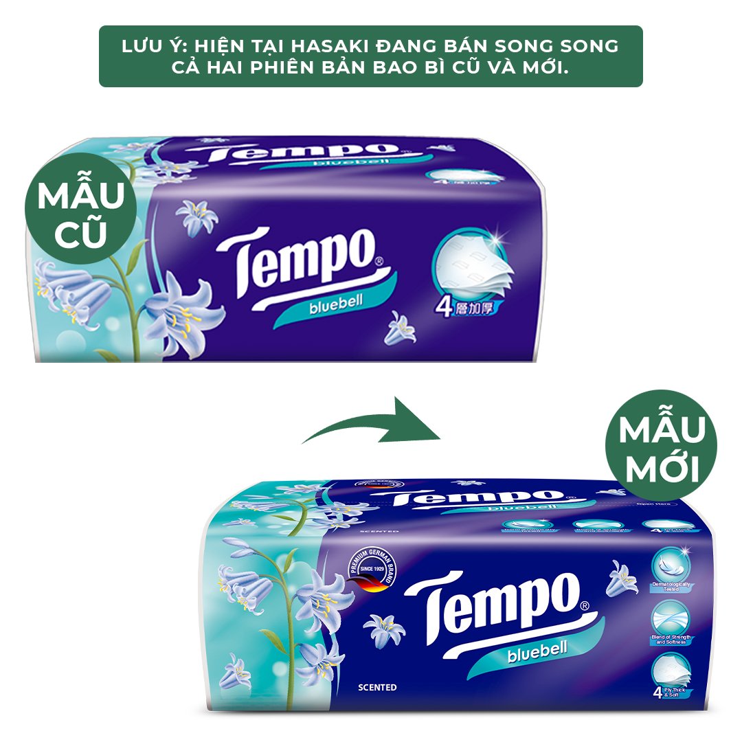 Khăn Giấy Rút Tempo Hương Hoa Chuông Xanh 4 Lớp 90 Miếng/Gói