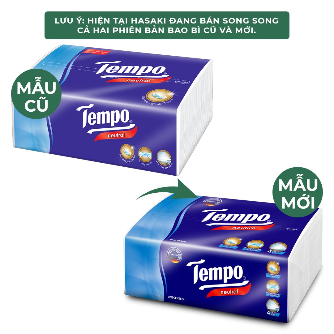 Khăn Giấy Rút Tempo Không Mùi 4 Lớp 90 Miếng/Gói