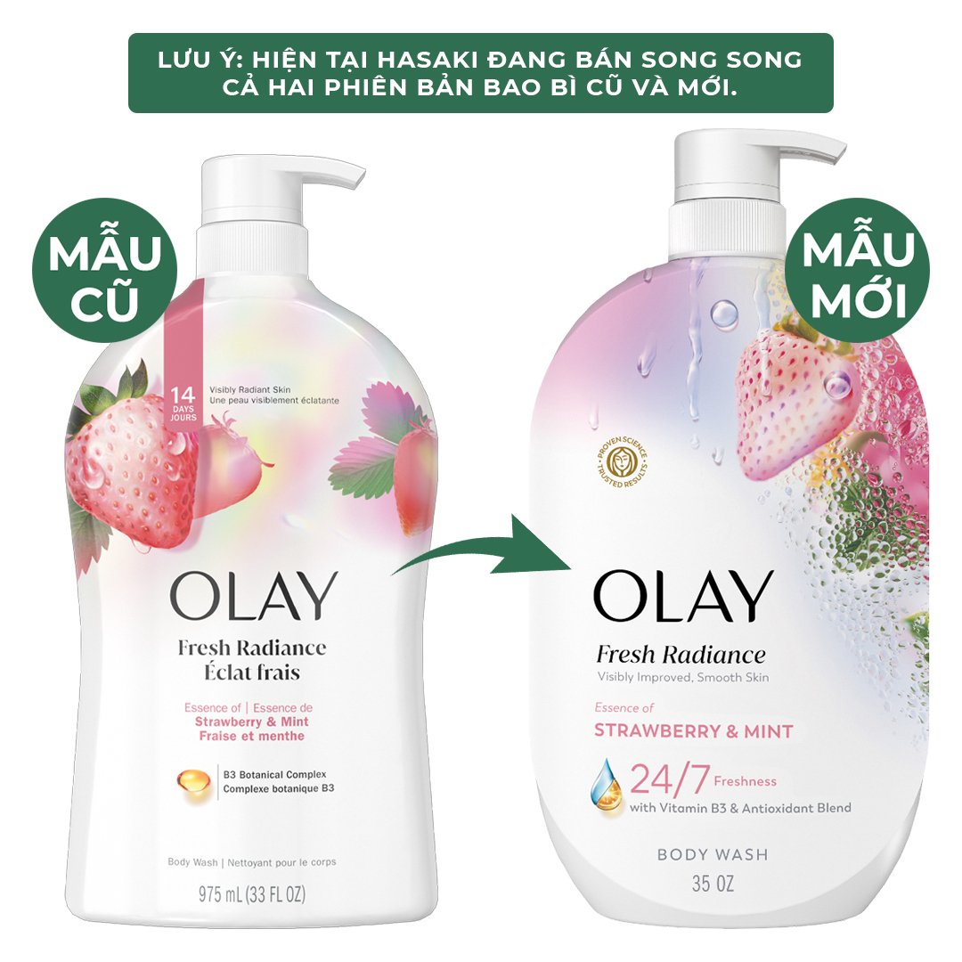 Sữa Tắm Olay Tươi Mát Dài Lâu Hương Dâu Và Bạc Hà 1035ml