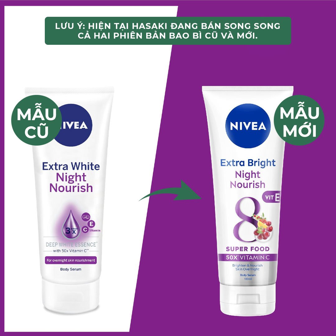 Serum Dưỡng Thể Nivea Sáng Da Ban Đêm 180ml