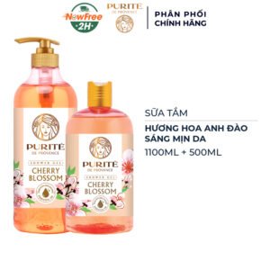 Combo Sữa Tắm Purité Sáng Mịn Da Hương Hoa Anh Đào 1100ml+500ml